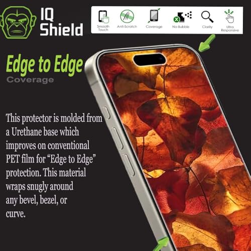 IQShield 2 Pack Screen Protector for iPhone 15 Pro Max, Easy Install, Ultra Thin, Anti-Scratch, Anti-Bubble, Smudge Resistant, Clear TPU Film - size: 6.7