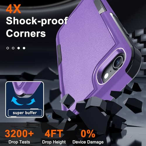 Case for iPhone 8/7/SE 2022 2020, with Screen Protector,Military Grade Heavy Duty Shockproof Phone Cover with Wrist Lanyard Strap for iPhone 8/7/SE 2nd 3rd 4.7 inch,Lavender | with Screen Protector+Wrist Lanyard Strap,Heavy Duty Shockproof Case for iPhone