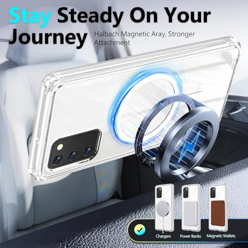 YZB Magnetic for Samsung Galaxy Note 20 & Note 20 5G Case, Clear | Compatible with MagSafe | Slim Fit Lightweight Shockproof, Military-Grade Protection, Yellowing Resistant Scratch-Resistant Back - color: Crystal Clear, size: Galaxy Note 20 / Note 20 5G