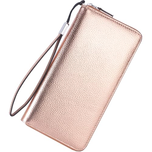 Small Compact Women Wallet RFID Blocking Genuine Leather Bifold Purse with ID Windows - color: 1- Pebbled Champagne Gold, size: One Size