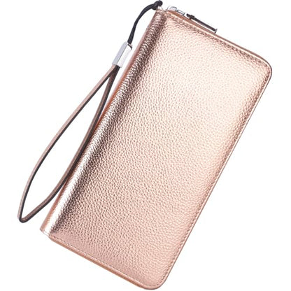 Small Compact Women Wallet RFID Blocking Genuine Leather Bifold Purse with ID Windows - color: 1- Pebbled Champagne Gold, size: One Size