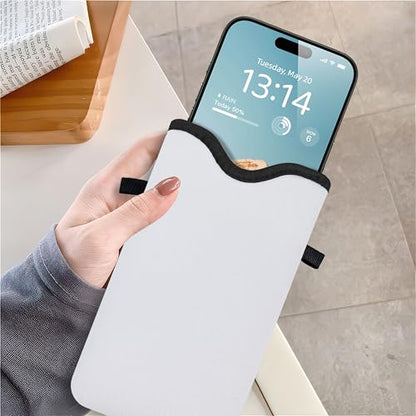 Men Women Phone Sleeve Pouch Case Bag with Crossbody Strap/Neck Lanyard for iPhone 17/16/15 Pro Max, Air, 16/15 Plus, 16e; White - color: White