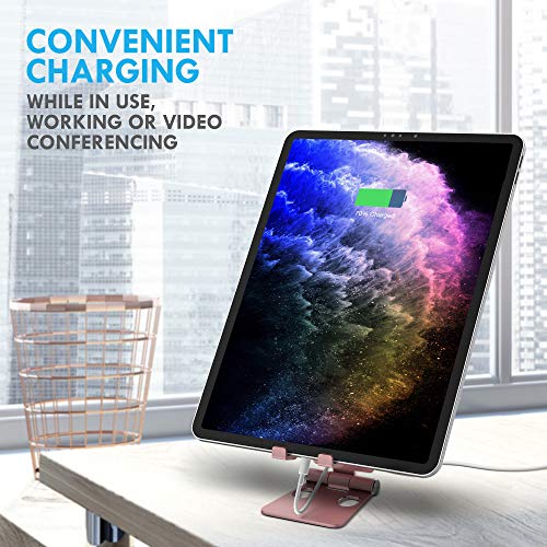 Aduro U-Rise XL Adjustable Aluminum Tablet Stand iPad Holder Foldable Phone Stand Compatible with iPhone iPad Pro 11, 9.7, 10.5 Air Mini 4 3 2, Nexus, Tab, E-Reader (4-12") Rose Gold - color: Rose Gold