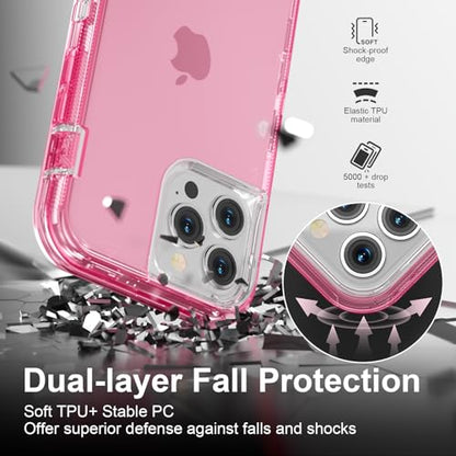 Follaroma for iPhone 12 Case/iPhone 12 Pro Case, 6.1'', Crystal Pink | Heavy Duty Shockproof Protection Phone Cases, Anti-Drop, Military Grade Dual Layer Transparent Rugged Protective Cover - color: Pink, size: iPhone 12/iPhone 12 Pro 6.1''
