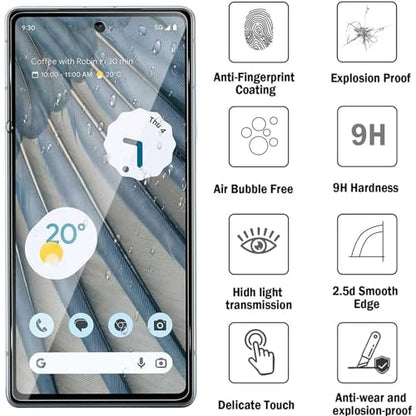XDesign 3+3 Pack for Google Pixel 8 Pro Screen Protector 6.7 inch, 3 Pack Tempered Glass Screen Protector&3 Pack Camera Lens Protector - size: for Pixel 8 Pro Screen Protector
