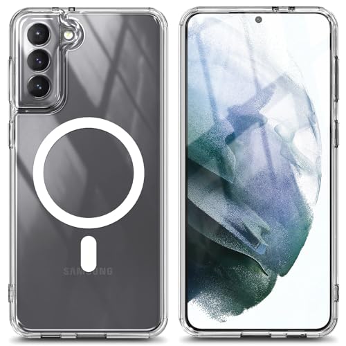 YZB Magnetic for Samsung Galaxy S21+ (Plus) Case, Clear | Compatible with MagSafe, Slim Fit Lightweight Shockproof, Military-Grade Protection, Yellowing Resistant Scratch-Resistant Back - color: Crystal Clear, size: Galaxy S21 Plus / S21 Plus 5G