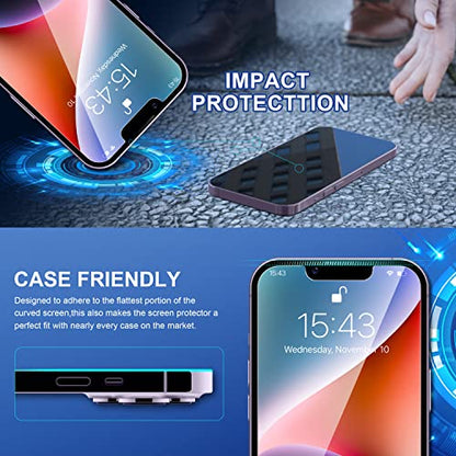 ImpactStrong Shatterproof Tempered Glass Screen Protector for iPhone 13 Pro Max/iPhone 14 Plus [Easy Installation Frame] [Bubble Free] [9H Hardness] [Full Coverage] Case Friendly, 6.7 Inch - (3-Pack) - size: iPhone 13 Pro Max/14 Plus
