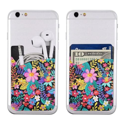 Stick On Wallet for Phone Hippie Daisy Pink Sleeve Cell Phone Pocket Card Holder Pocket Pouch for All Smartphone Phone Adhesive Card Holder PU Leather Stick on Wallet for Phone - color: Lovely Flowers