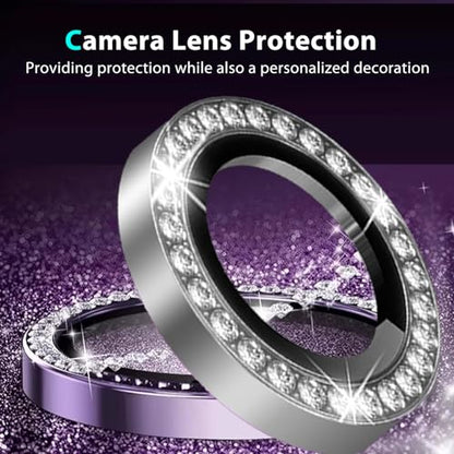 Zeking (2 Set Bling Camera Lens Protector Compatible with iPad Air 11 (2026) 5G, Glitter Bling Sparkly 9H Tempered Glass Protector Metal Individual Ring (Bling-Black) - color: BlingBlack