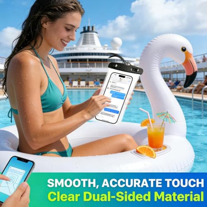 IPX8 Waterproof Phone Pouch[Anti-Pop Lock]Dustproof Outdoor Phone Protector | with Touch Screen Dry Bag Case with Lanyard,Beach &Cruise Essentials Gifts for iPhone 17 16 15 14 Pro Max,Galaxy S26 S25,7.2" - color: Black