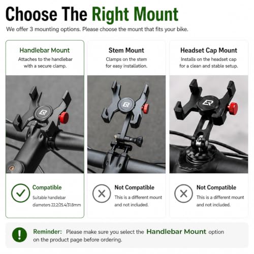 ROCKBROS Aluminum Bike Phone Mount for 4.7-7.1" Phones Handlebar Mount - style: Handlebar Mount