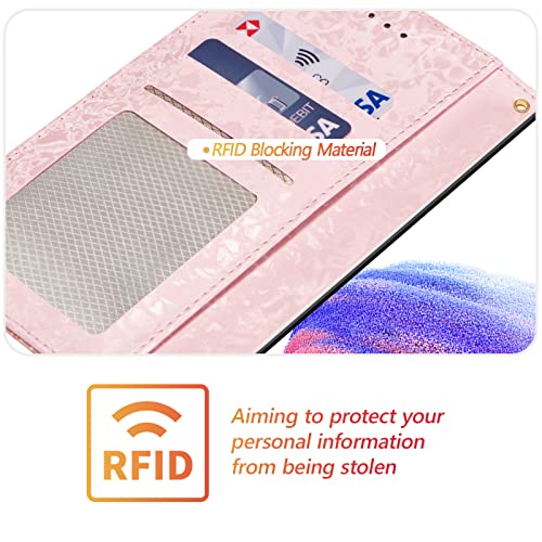 UEEBAI Wallet Case for Samsung Galaxy A16 4G/5G, PU Leather Phone Cover Kickstand RFID Blocking Flip Case Card Slots Wrist Strap Relief Engraved Pattern Magnetic Closure Folio Cover - Pansy - color: Pansy, size: Samsung Galaxy A16 4G/5G