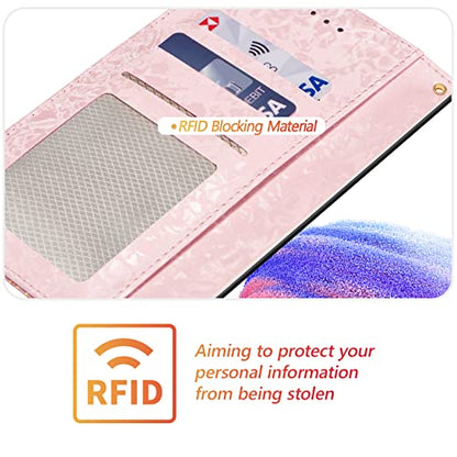 UEEBAI Wallet Case for Samsung Galaxy A16 4G/5G, PU Leather Phone Cover Kickstand RFID Blocking Flip Case Card Slots Wrist Strap Relief Engraved Pattern Magnetic Closure Folio Cover - Pansy - color: Pansy, size: Samsung Galaxy A16 4G/5G