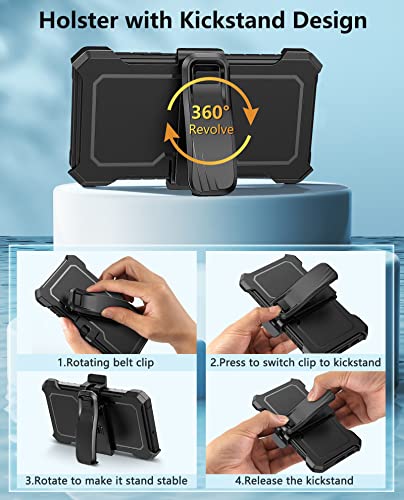 FNTCASE for Samsung Galaxy S22 Protective Case: Military Grade Protection Rugged Anti-Drop Case with Belt-Clip Holster & Kickstand - Full Shockproof Sturdy Durable Bumper Textured Cell Phone Cover | Rugged Kickstand, Military-Grade Drop Protection, Full B