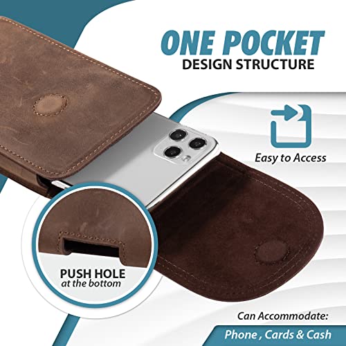 Genuine Leather Phone Holster for Men, Belt Pouch Cell Phone Holder Belt Clip Holster Case Fit for iPhone 17 Pro Max 16 Pro Max 15 Pro Max 14 Pro Max Samsung Galaxy S25 Ultra S24 Ultra (Brown) - color: Retro Brown