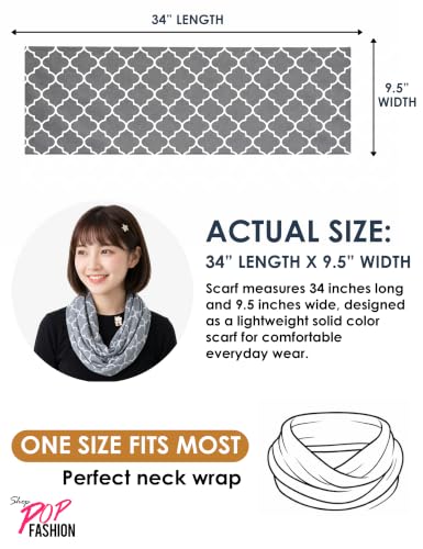 Pop Fashion Quatrefoil Pattern Infinity Scarf for Women - Travel Scarf with Hidden Pocket - All Seasons - color: Grey, size: 24.5 x 9.5