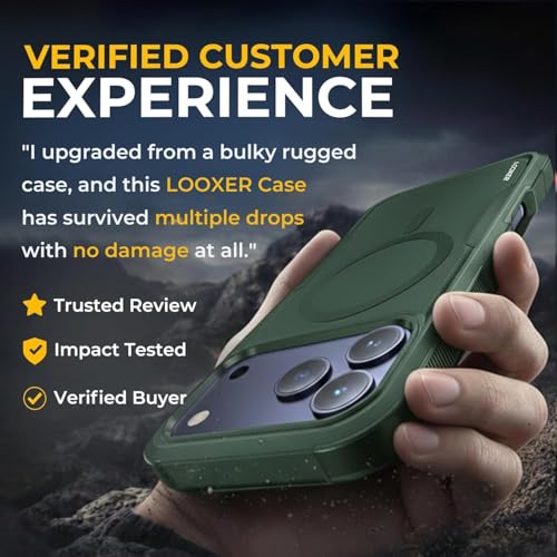 LOOXER® Heavy Duty Rugged Magnetic Case for iPhone 17 Air (6.5”) | Military Grade Shockproof Protection,MagSafe Compatible+ Tempered Glass Included (Green, 17 Air) - color: Green, size: 17 Air