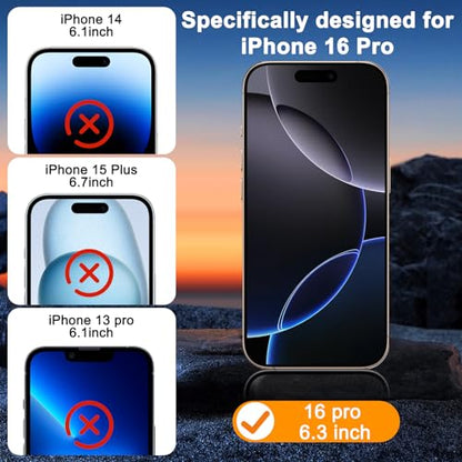 SIBEITU 3+3 Pack Screen Protector for iPhone 16 Pro 6.3 Inch Tempered Glass | 3 Pack Screen + 3 Pack Camera Lens Protector, 6.3 Inch HD Clear 9H Hardness, Scratch Resistant, Case Friendly - size: iPhone 16 Pro 6.3"