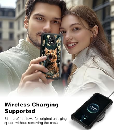 for Schok Volt Sv67q Sv67332 Case with Screen Protector, Military Grade Drop Protection, Dual Layer Hybrid Shockproof Protection TPU Phone Case for Schok Volt Sv67q, Excited Cat - color: Excited Cat