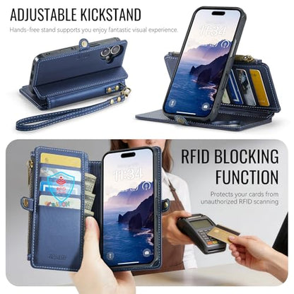 for iPhone 16 Plus - Phone Case Wallet Magnetic Detach, Navy Blue - color: Navy Blue, size: iPhone 16 Plus