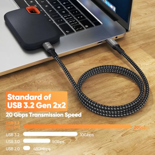 USB C Monitor Cable 6Ft, 4K@144Hz Video Display /20Gbps Data /100W Charge - size: 6ft