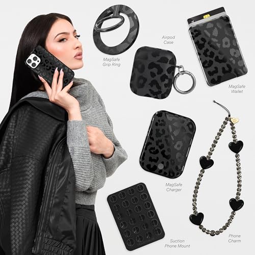 VELVET CAVIAR Black Leopard Cheetah Print Phone Case for iPhone 15 - Compatible with MagSafe - 10ft Drop Tested - color: Black Leopard, size: 15