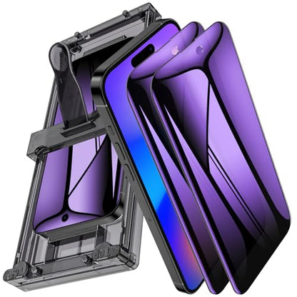 2 Pack for iPhone 16 Pro Max Privacy Screen Protector Film (NOT Glass), Anti Blue Light Flexible PET Film Screen Protector for iPhone 16 Pro Max with [Easy Installation Tray] - Purple - size: iPhone 16 Pro Max