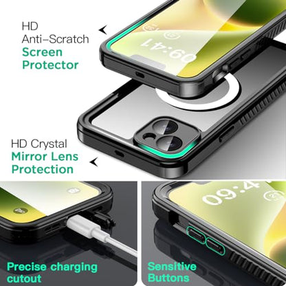 AICase iPhone 14 Case Waterproof with MagSafe Clear Snowproof,Dustproof and Shockproof,IP68 Certified Full Body 360 Protection Fully Sealed Underwater Cover for iPhone 14 6.1" - color: iphone 14 Waterproof Case