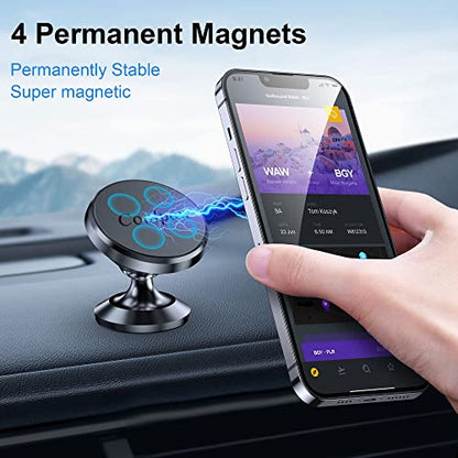 【2-Pack】Magnetic Phone Holder for Car Dash Strong Magnetic Car Phone Mount - color: Black