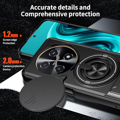 Compatible with Huawei Nova 12i Case Cover,Compatible with Huawei Nova 13i 4G CTR-L91 with Slide Camera Cover Phone Stand Protective Case Black - color: Black, size: Compatible with Huawei Nova 12i