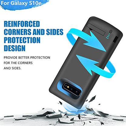 [Upgraded Battery Case for Samsung Galaxy S10e, 5000mAh Rechargeable Extended Battery Charger Case, Adds 1.2X Extra Juice (5.8 Inches) Black