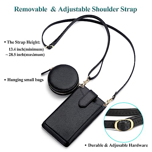 Peacocktion Small Crossbody Cell Phone Purse for Women, Lightweight Mini Small Crossbody Bags for Women with Card Slots - color: 13-black