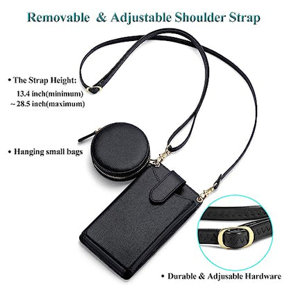 Peacocktion Small Crossbody Cell Phone Purse for Women, Lightweight Mini Small Crossbody Bags for Women with Card Slots - color: 13-black
