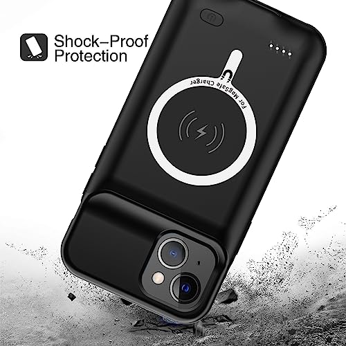 Battery Case for iPhone 13, Upgraded 10000mAh Battery Pack Rechargeable Charger Case Support Carplay with Wireless Charging Compatible for iPhone 13 (6.1 inch) External Battery Charging Case (Black) - size: iPhone 13