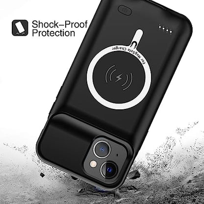 Battery Case for iPhone 13, Upgraded 10000mAh Battery Pack Rechargeable Charger Case Support Carplay with Wireless Charging Compatible for iPhone 13 (6.1 inch) External Battery Charging Case (Black) - size: iPhone 13