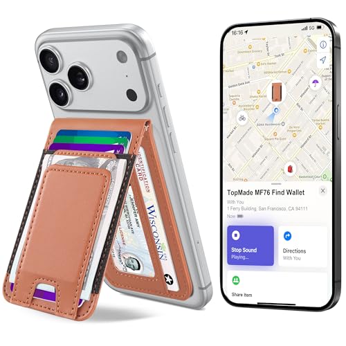 for MagSafe Wallet Tracker with Money Clip, Works with Apple Find My, Brown - color: Brown Find My