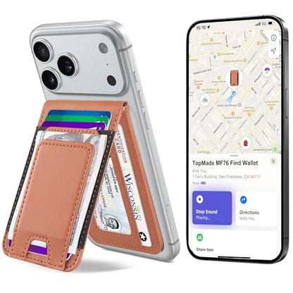 for MagSafe Wallet Tracker with Money Clip, Works with Apple Find My, Brown - color: Brown Find My