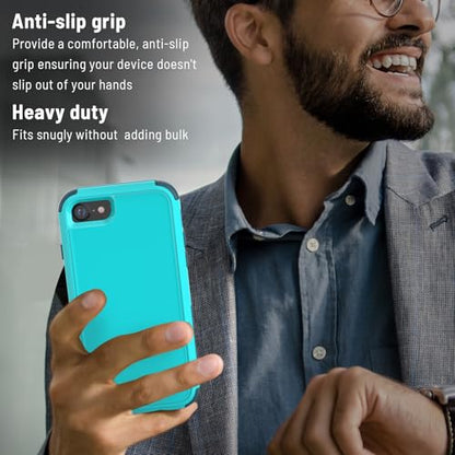 X-belmox Heavy Duty Phone Case for iPhone SE 3rd Gen with Screen Protector, 3 in 1 iPhone SE 2020/2022 Case [Shockproof] Rugged Protective [Drop Proof] for iPhone 7/8 case 4.7" - Turquoise Green - color: Turquoise