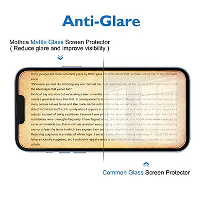 Mothca 2 Pack Matte Glass Screen Protector for iPhone 13 [6.1 inch] with 2 Pack Camera Lens Protector, Anti-Glare & Anti-Fingerprint Tempered Glass Film, Case Friendly Bubble Free Smooth as Silk - size: iPhone 13-6.1 Inch