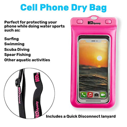 H2ODYSSEY Waterproof Phone Case and Lanyard - Excellent Waterproof Protection - Floats in The Water -Lanyard for Beach Kayak Travel - Universal Size - Pink - color: Pink