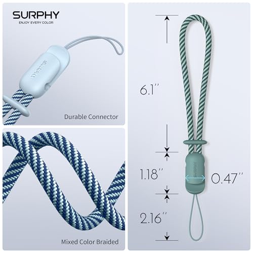 SURPHY 2 Pack Phone Lanyard, Phone Wrist Strap for Case, Camera Wrist Strap - color: Cloud Blue & Green