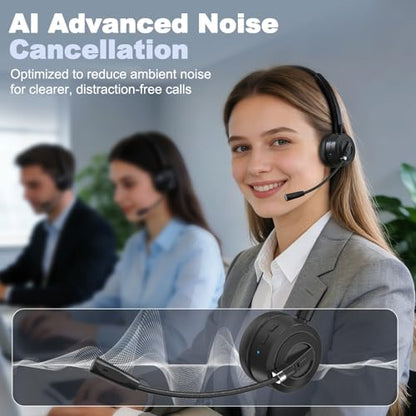 BlueFire Bluetooth Headset with Microphone, Single-Ear On-Ear Headphones, Lightweight & Comfortable, Clear Call Noise Reduction, Multipoint Connection for Truck Drivers, Office & Call Center