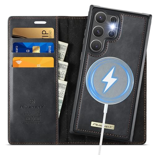 for Samsung Galaxy S26 Ultra 2in1 Detachable Wallet Case, Black | Compatible with Magsafe, Magnetic, RFID Blocking Card Holder, Shockproof, Kickstand, Wireless Charging, PU Leather Flip Cover - color: (Detachable 2 in 1)-Black, size: Galaxy S26 Ultra