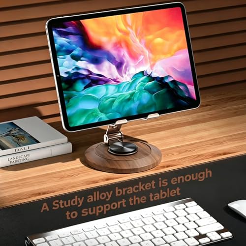 Adjustable Cell Phone Stand,360 Rotating Foldable Desktop (Wood Grain Color)