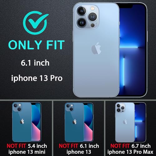 YKHJKLEC for iPhone 13 Pro Case, Military Grade 3 in 1 Heavy Duty Shockproof/Drop Proof/Dust Proof Case with 2Pcs Tempered Glass Screen Protector (Navy Blue) - color: Navy Blue