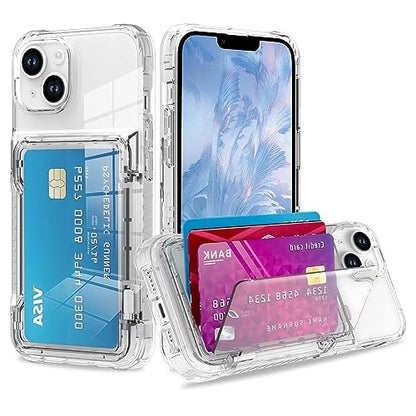 Wallet Case for iPhone 15 with 3 Credit Card Holder Slot Clear | Shockproof Hybrid Heavy Duty Protection Clear Phone Cover Compatible with iPhone 15 6.1 Inch 2023 - color: Clear, size: iPhone 15
