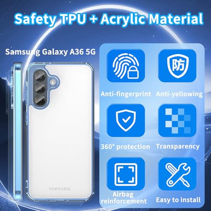 for Samsung Galaxy A36 5G TPU Phone Case (Transparent Blue) | Transparent TPU Smartphone Case, Anti-Fingerprint, Shockproof, Ultra-Thin Durable Protective Cover for Samsung Galaxy A36 - color: Transparent blue
