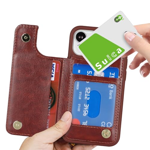 iCoverCase Compatible with iPhone 13 Mini Case with Card Holder, Wallet Phone Case for Women Men RFID Blocking PU Leather Protective Case 5.4 Inch (Dark Brown) - color: Dark Brown