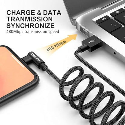 iPhone Charger Cable [MFi Certified] Right Angle Lightning Cable 3FT 2 Pack - color: Black, size: 3FT, style: USB-A