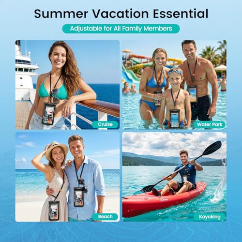 Niveaya Floating Waterproof Phone Pouch, IP68 Waterproof Phone Case with Lanyard for iPhone 17 16 15 Pro Max, Galaxy S25 24 Ultra, Cellphone Dry Bag Beach Cruise Essentials(up to 8.5"-2 Pack) - color: Black+Green